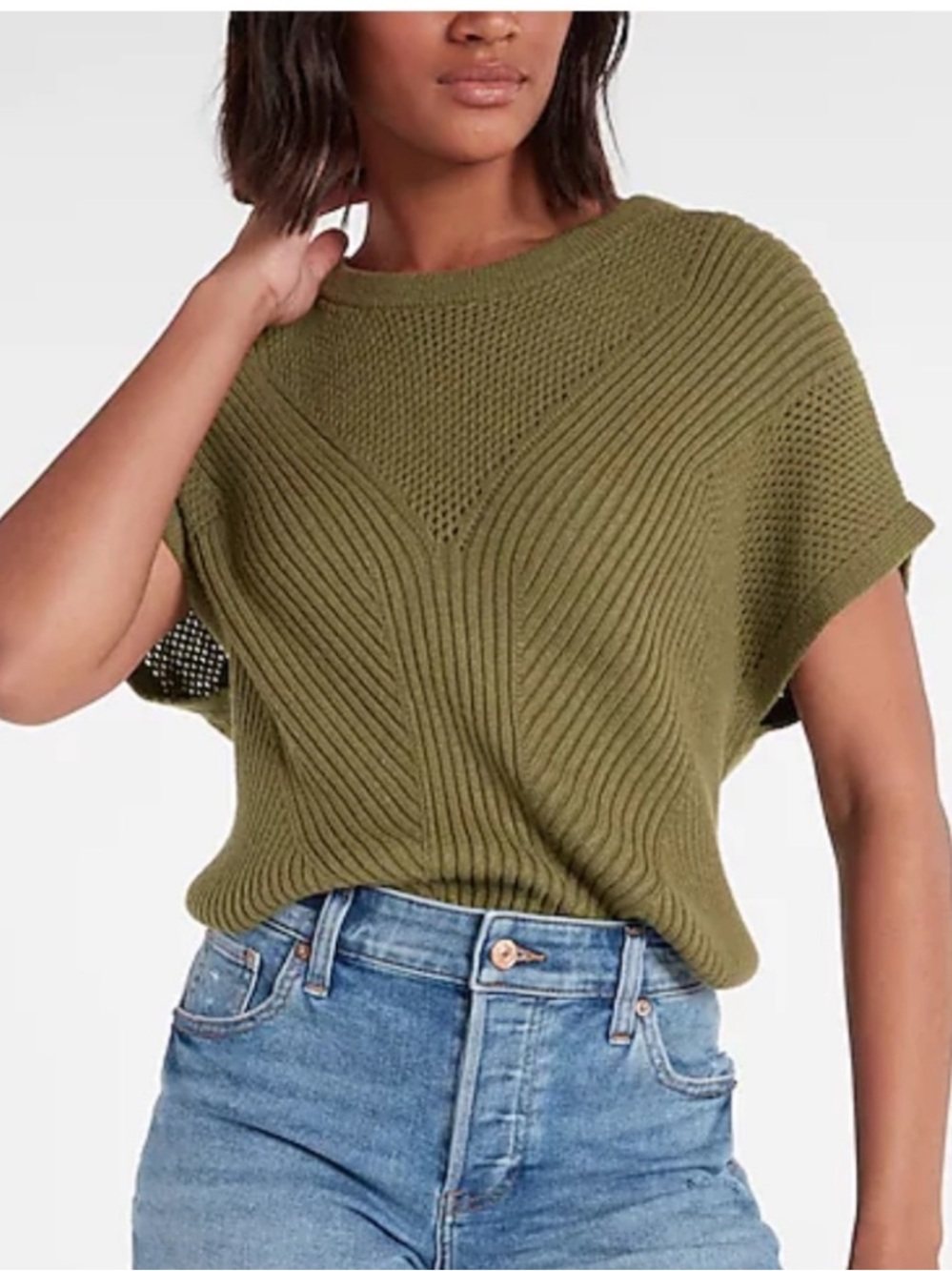 Express Ribbed Knit Sweater Top - Picture 2 of 8